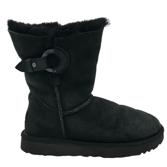 UGG Nash Pull On Boot in Black Suede Leather Side Snap Strap Detail Size 6 - Picture 1 of 6